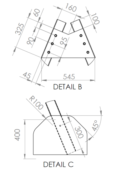 detail afmetingen schommel verbinding