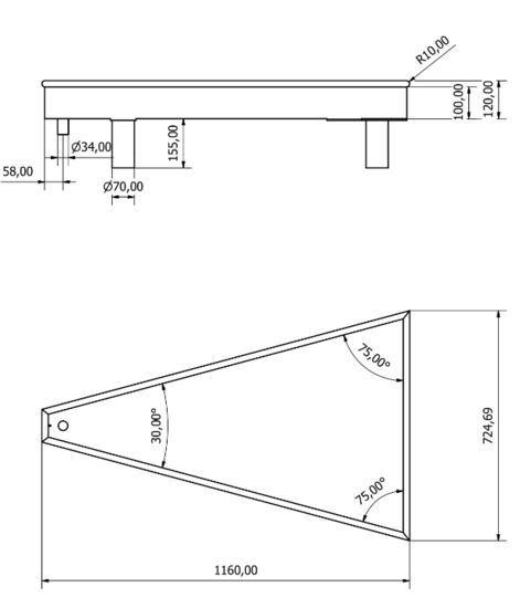 afmetingen tekening watertafel