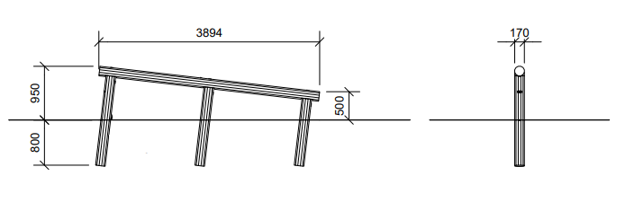 Robinia houten schuine balanceerbalk