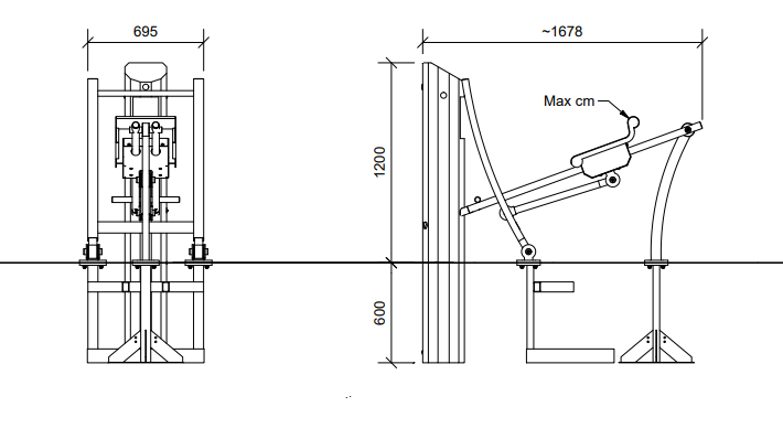 Robinia roeimachine RowFit afmetingen