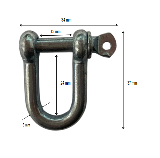 D-sluiting M6 verzinkt 24x13mm met afmeting