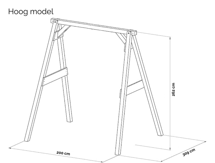 afmetingen tekening schommel hoog