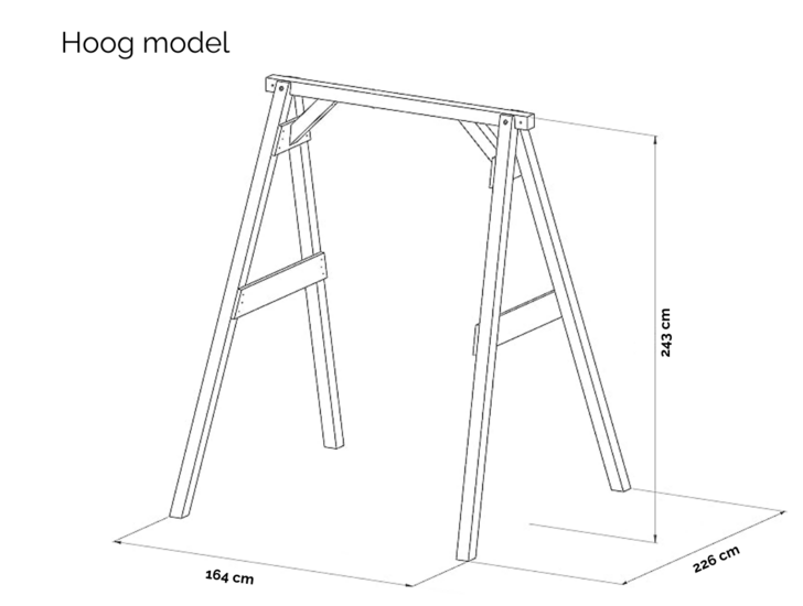 afmetingen tekening schommel hoog