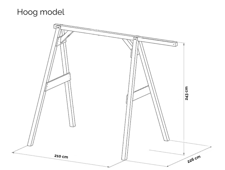 Vrijstaande schommel met 3 haken