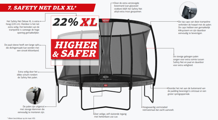 Berg *Champion Regular** Trampoline &Oslash;430 cm Grijs met veiligheidsnet Deluxe #XL##