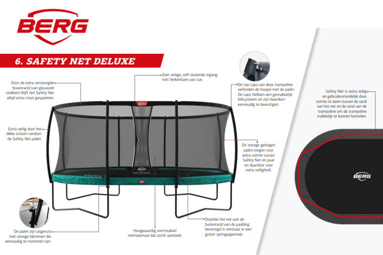 Berg Grand Champion** Trampoline 350 x 250 cm grijs met veiligheidsnet Deluxe