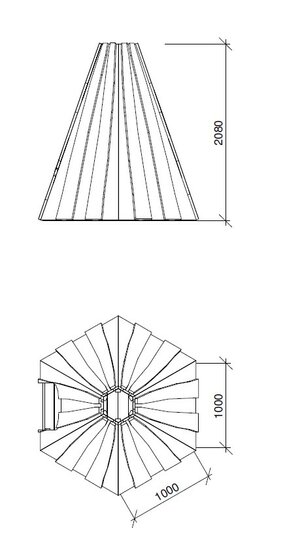 afmetingen speelhuisje tipi hexagon