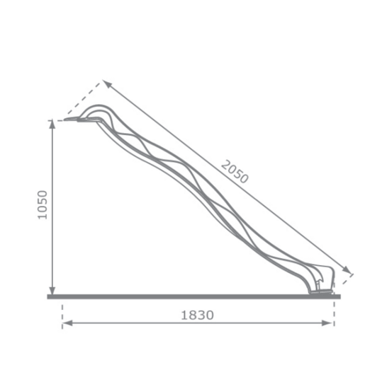 Losse glijbaan Wave platformhoogte 100 t/m 110 cm  afmetingen