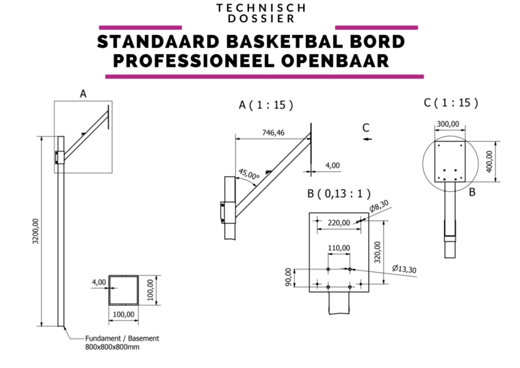 standaard voor basketbal bord - installatie handleiding