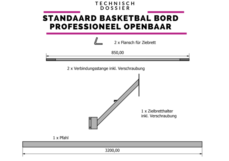 standaard voor basketbal bord - installatie handleiding montage paal basketbal bord
