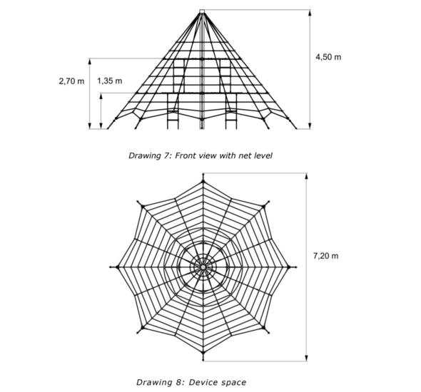 Piramide net Taifun type touw afmetingen