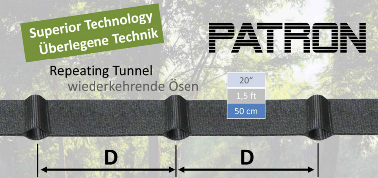 Patron Schommelhaak voor Boom met Spanband 100 cm om de 50cm een gat