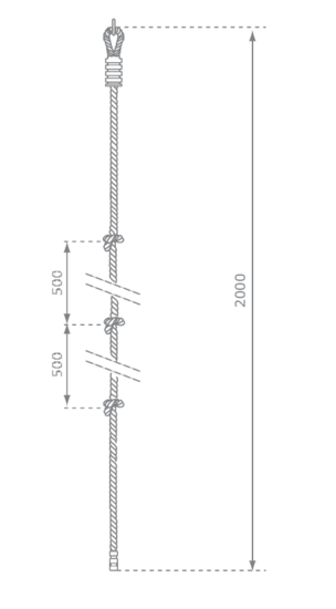 afmetingen tekening b-play klimtouw met knopen