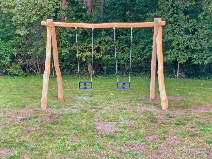 Houten Schommel Robinia *4 haken** premium #Openbaar## - 2 Rubberen babyzitjes sfeer