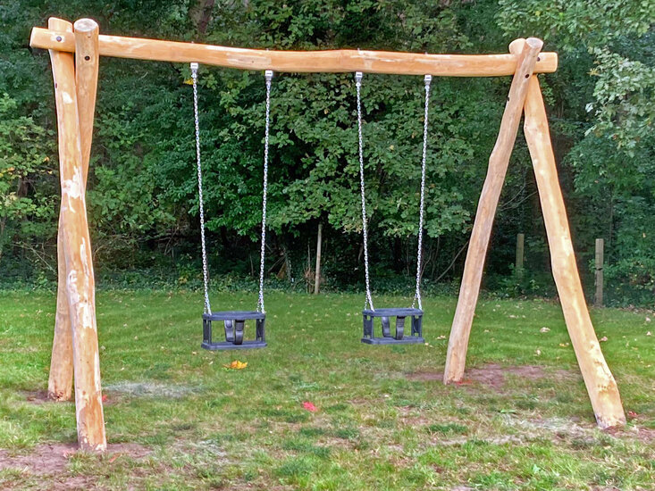 Houten Schommel Robinia *4 haken** premium #Openbaar## - 2 Rubberen babyzitjes