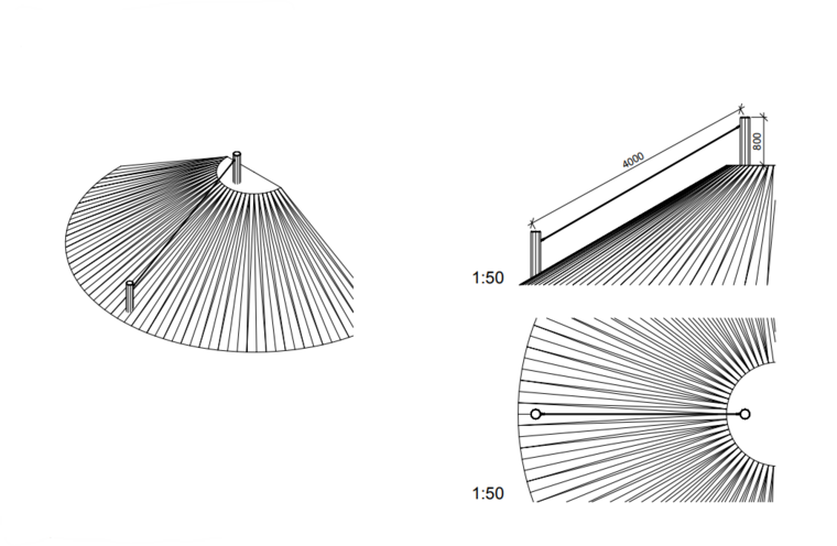 Afmetingen Robinia Fast-rope voor Talud 4 Meter