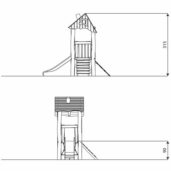 afmetingen Robinia klimtoestel Avonturen toren