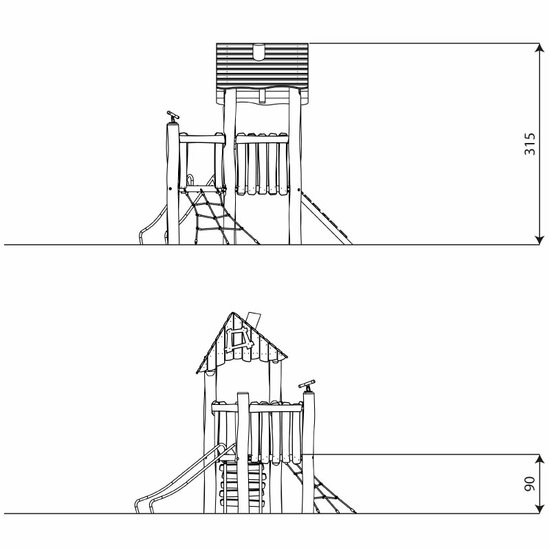 afmetingen Robinia klimtoestel Avonturen toren II