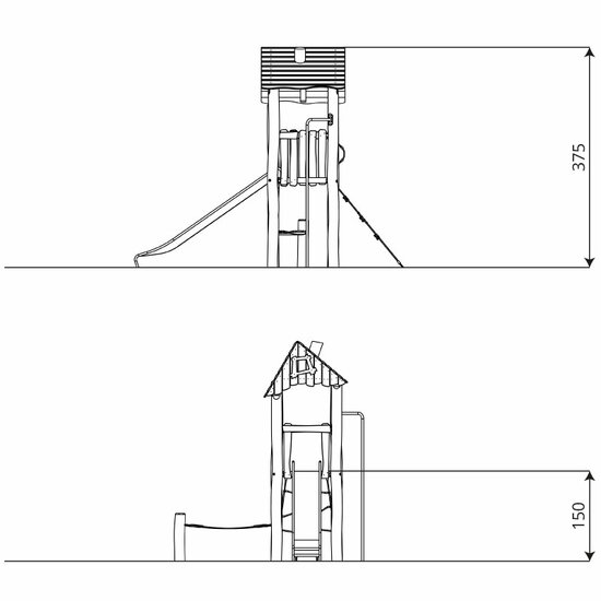 afmetingen van Robinia speeltoren Klauterkasteel klein