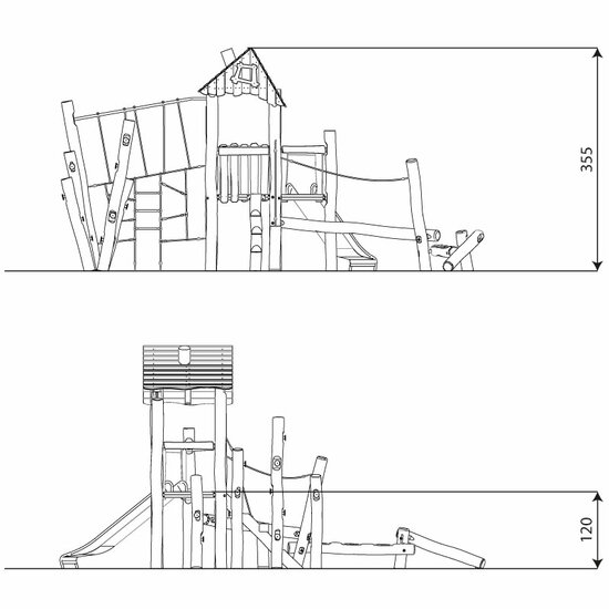 afmetingen Robinia speeltoren Klauterkasteel II