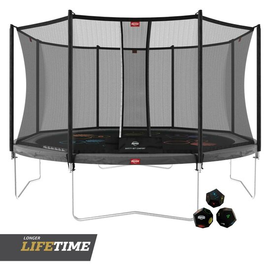 erg Favorit Levels Trampoline &Oslash;430 cm met veiligheidsnet Comfort Zwart