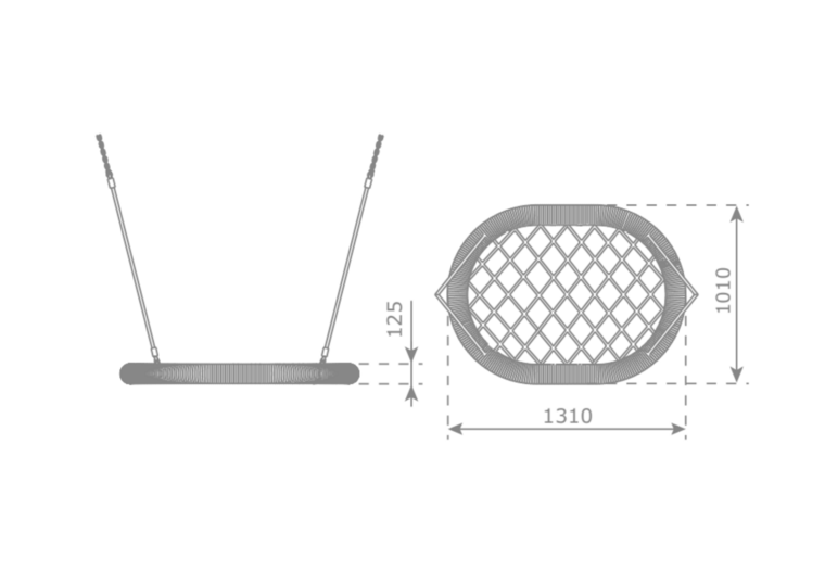 Nestschommel Ovaal Openbaar Zwart Afmetingen