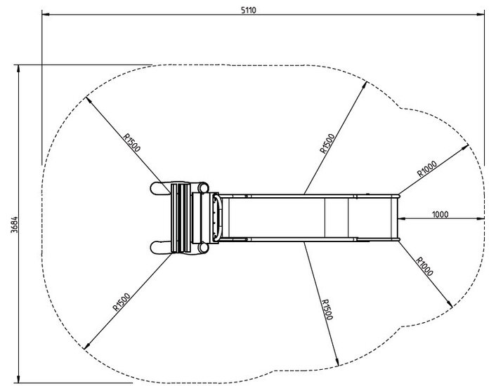 Vrije Ruimte Vrijstaande Glijbaan RVS met Robinia Trap 125 cm