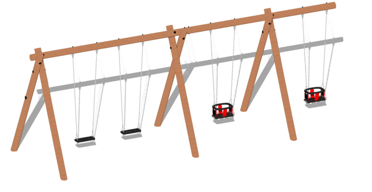 Robinia Schakelschommel met uitsteek 4 zitjes naar keuze Openbaar babyzitjes