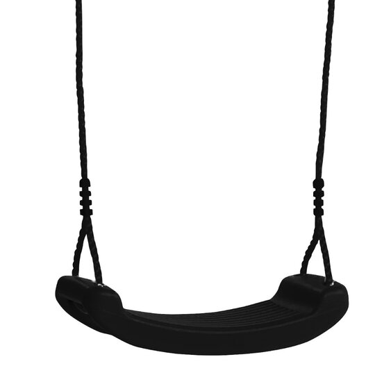 Kunststof Schommelzitje Zwart met BR touwen zwart