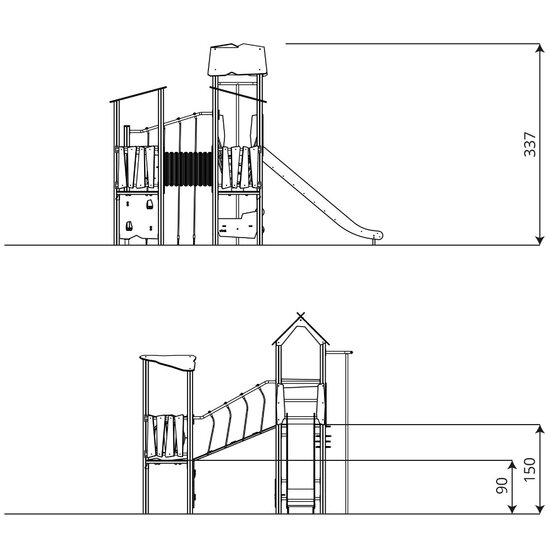 Afmetingen zijaanzicht