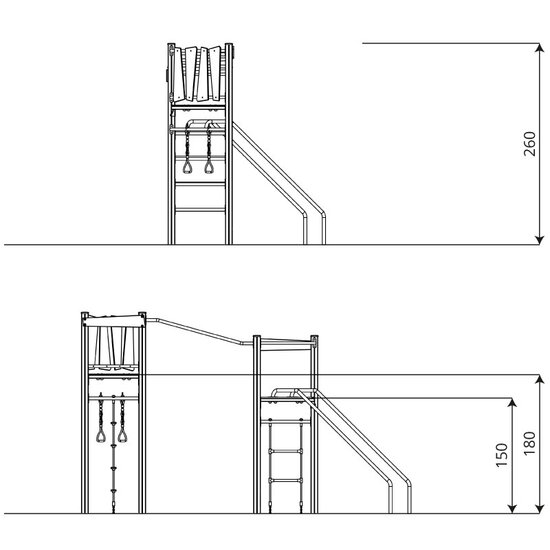 Zij aanzicht speelcombinatie met afmetingen