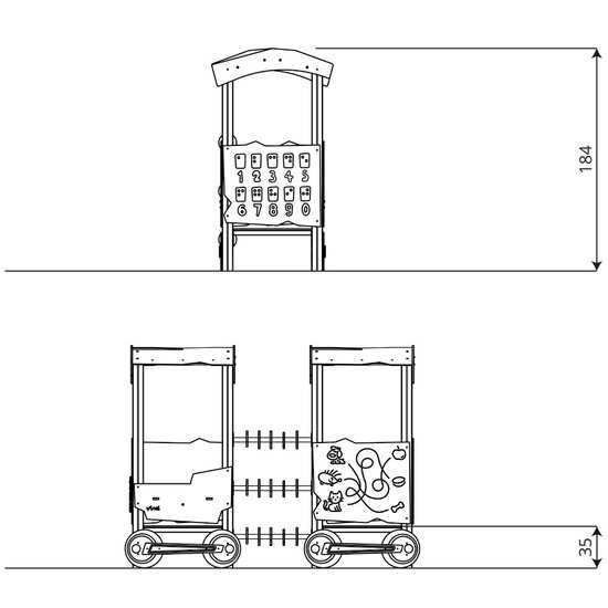 voorkant en zij aanzicht wagons