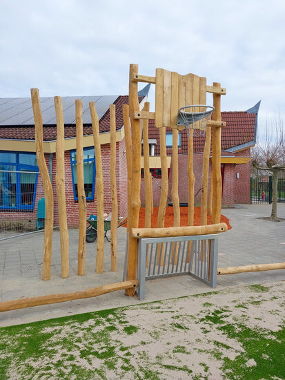 sfeerfoto van verzinkte basketbal ring met net