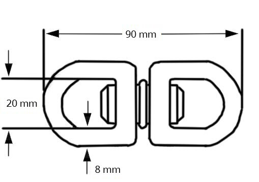 afmetingen wervel met diameter 20 mm