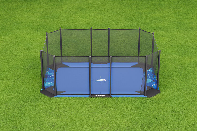 Akrobat Trampoline XCITYX Flat To The Ground 520x365 Blauw met veiligheidsnet