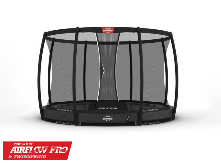 Berg Elite Inground Trampoline Ø430 cm Antraciet Grijs met veiligheidsnet Deluxe Professioneel