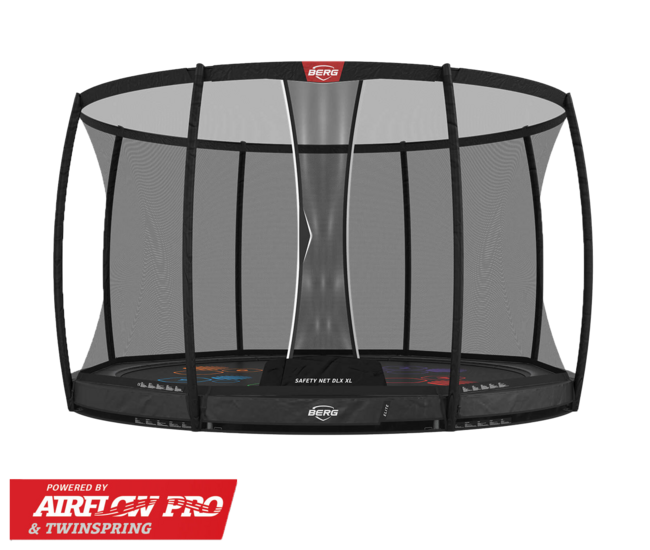 Berg Elite Inground Trampoline Ø430 cm Antraciet met veiligheidsnet Deluxe Professioneel