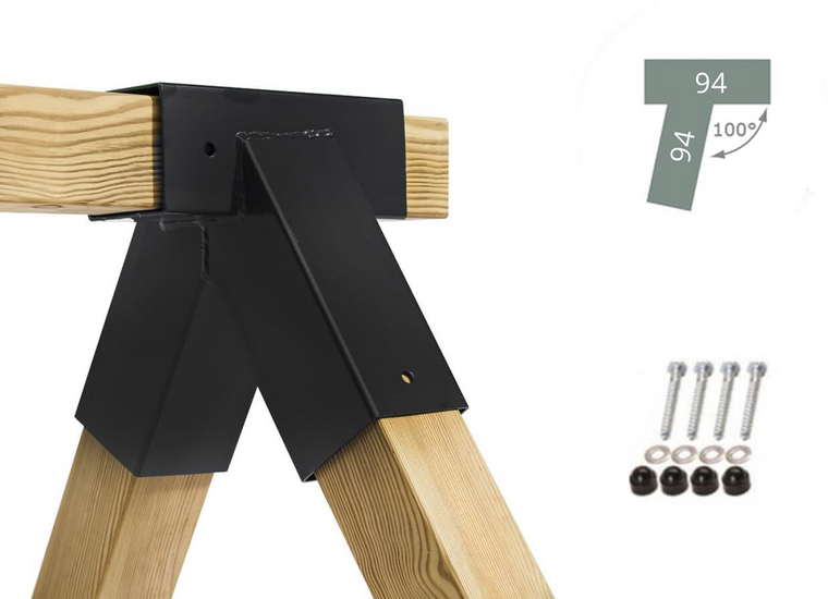 B-Play Hoekverbinding Schuin voor Vierkante paal 90x90 mm Zwaar Zwart