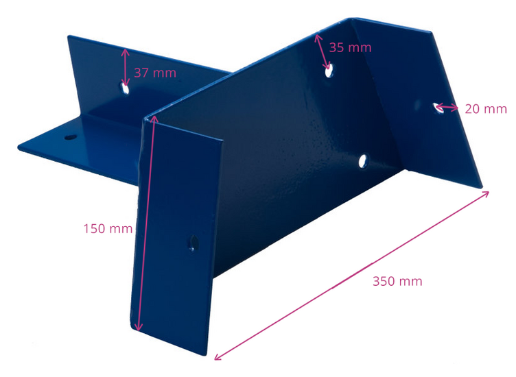 afmetingen blauwe hoekverbinding