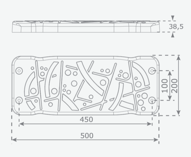 afmetingen tekening schommel zitje curve XL