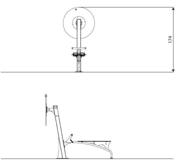 Technische tekening Outdoor Fitness Flex Wheel + Sit-Up Bank Turquoise