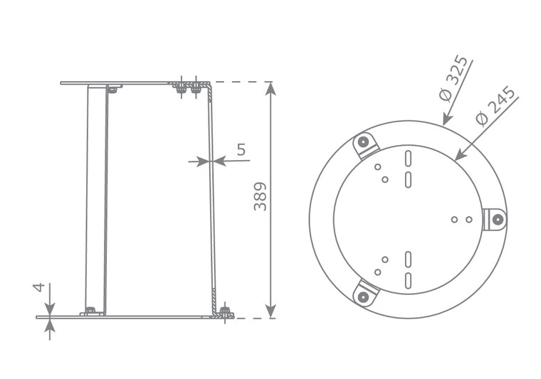 Technische tekening Los betonanker Flat Pack voor veerdier