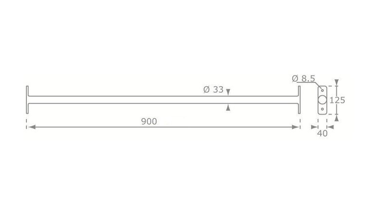 Maatvoering Duikelstang 90 cm