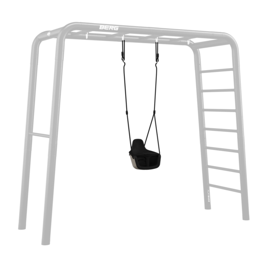 BERG Babyschommel met zwart BR touw montage aan PlayBase