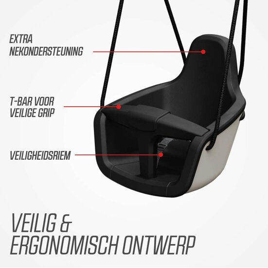 BERG Babyschommel met zwart BR touw ontwerp