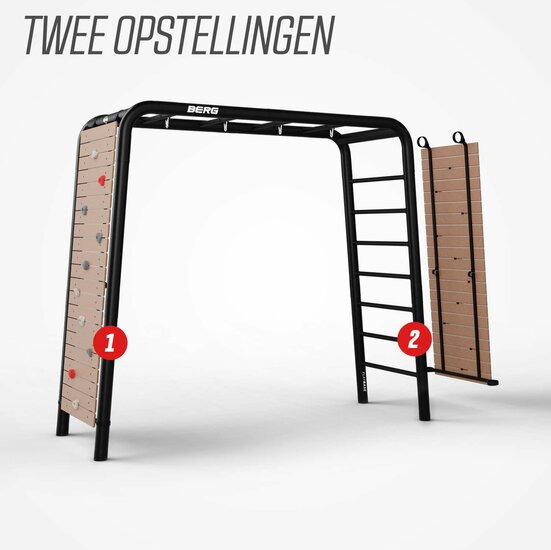 BERG Bamboe Klimwand met verplaatsbare klimstenen twee opstellingen