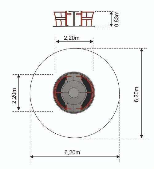 Vrije ruimte Carrousel 4 persoons 220 cm