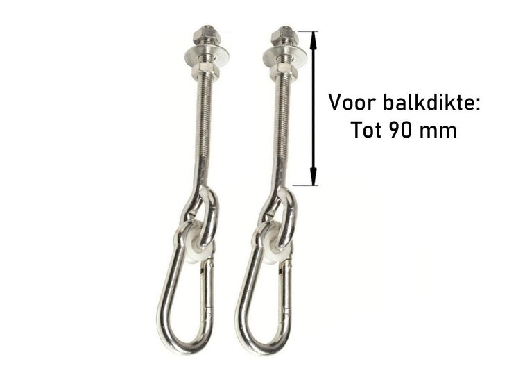 2 Stuks Schommelhaken met Karabijnhaak M10 100mm