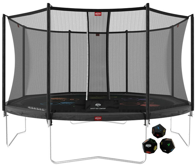 Berg Favorit Levels Trampoline Ø430 cm met veiligheidsnet Comfort Antraciet Grijs