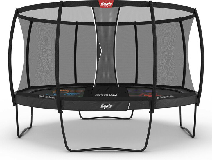 Berg Champion Regular Trampoline Ø430 cm Antraciet Grijs Levels met veiligheidsnet Deluxe XL
